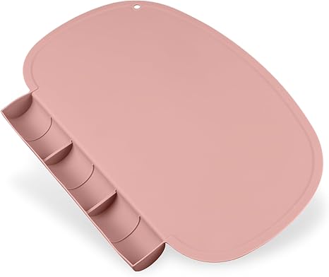 Food Grade Silicone Non-Slip Toddler Food Place Mats with Raised Edges for Dining Table Blush