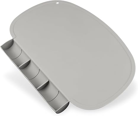 Silicone Placemat with Food Catching Pockets for Baby & Kid Light Gray