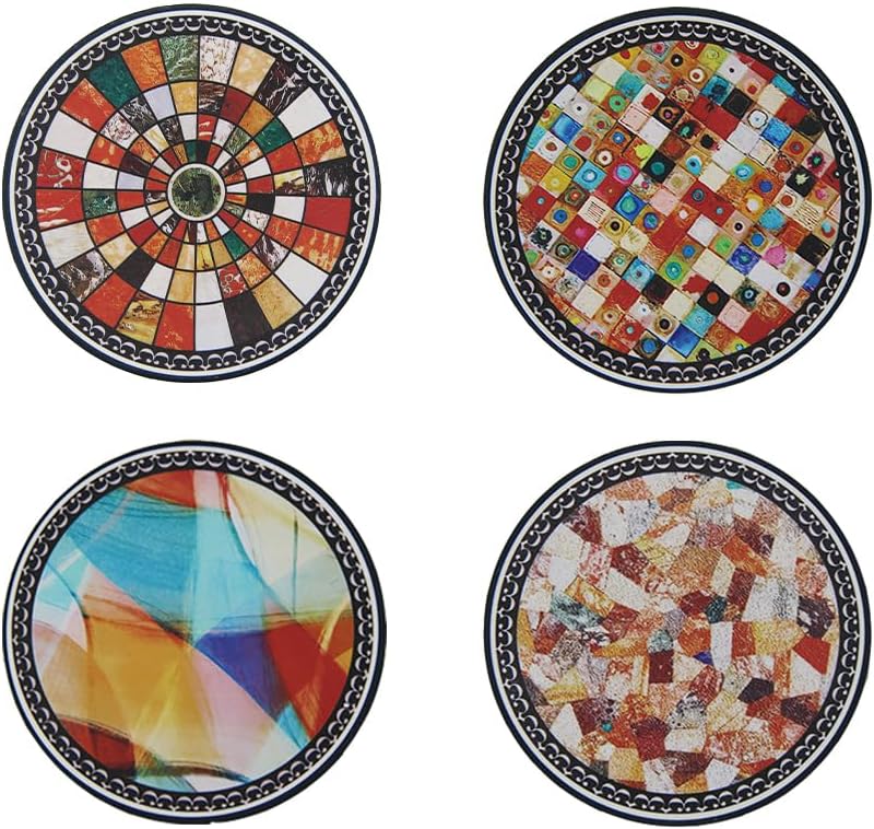 Mandala Ceramic Coasters Set of 4 with Cork Base