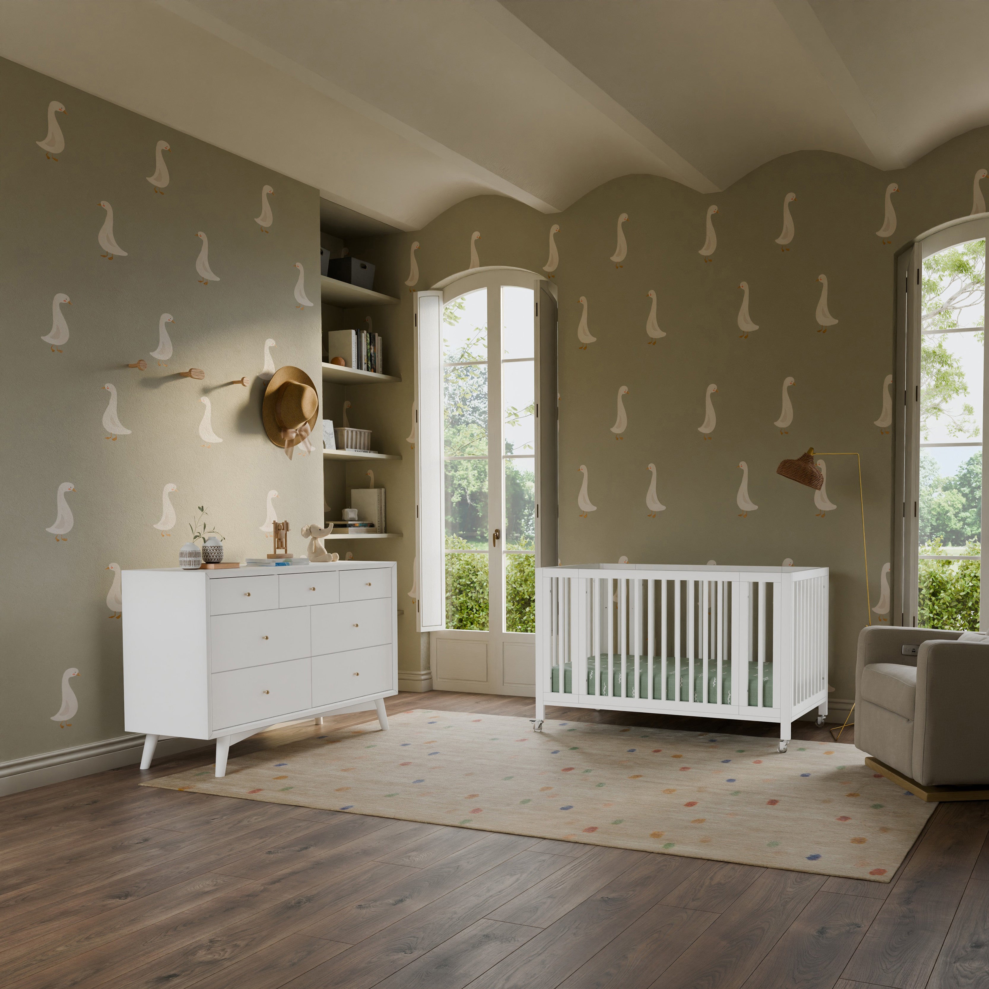 Rolli 9-in-1 Convertible All-Stages® Crib with Bassinet & Toddler Bed Conversion Kits