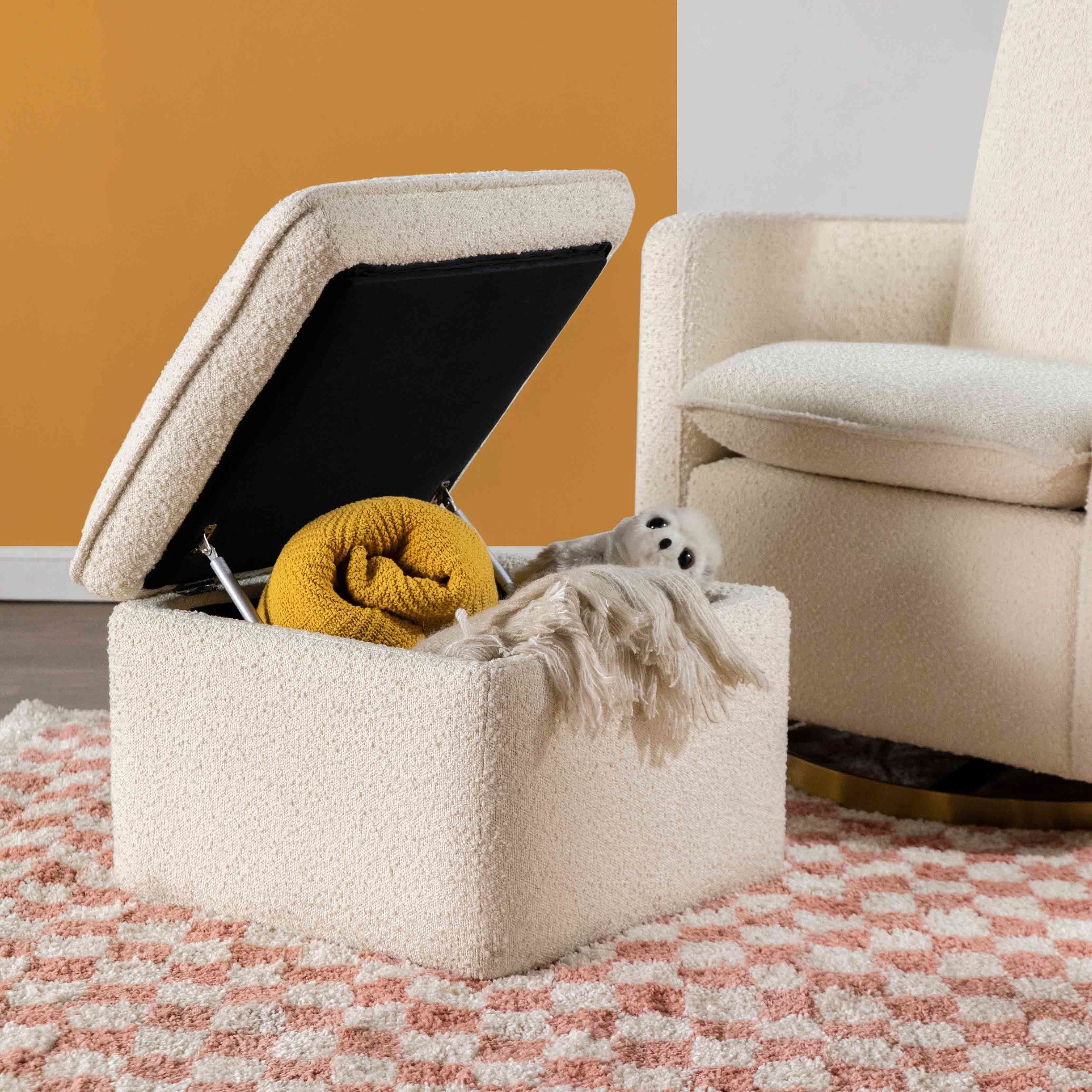Storage Ottoman in Boucle