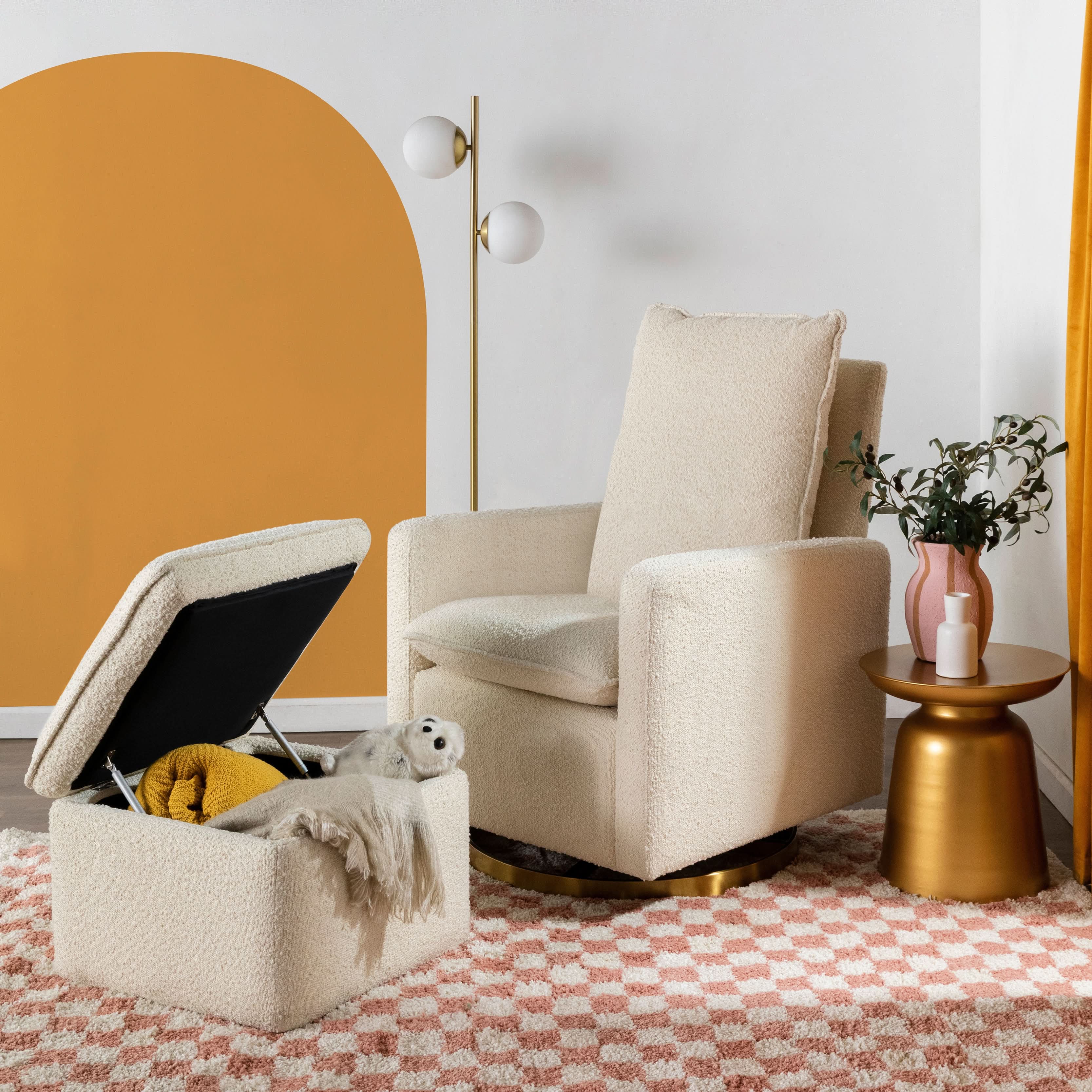 Storage Ottoman in Boucle