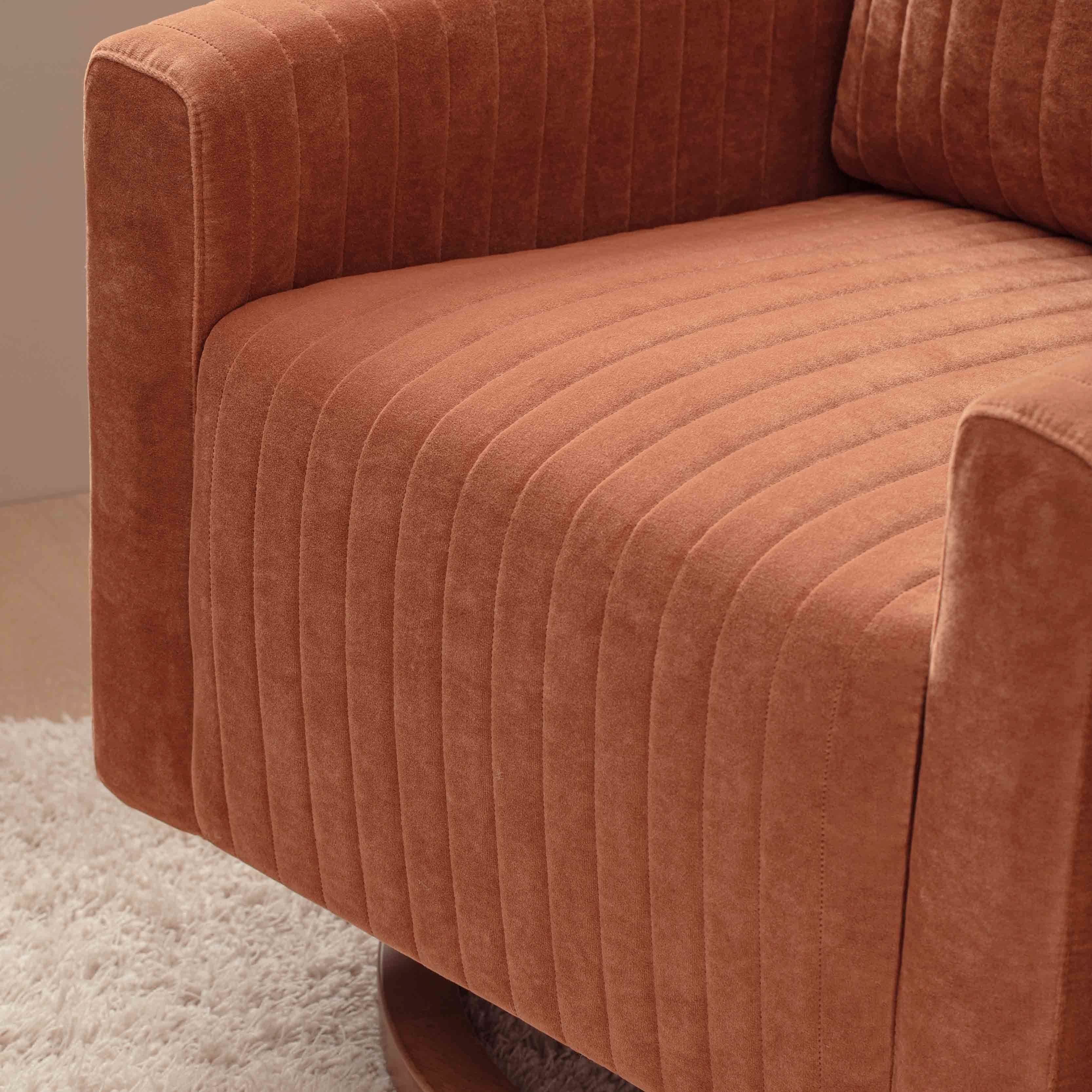 Poe Channeled Swivel Glider in Velvet