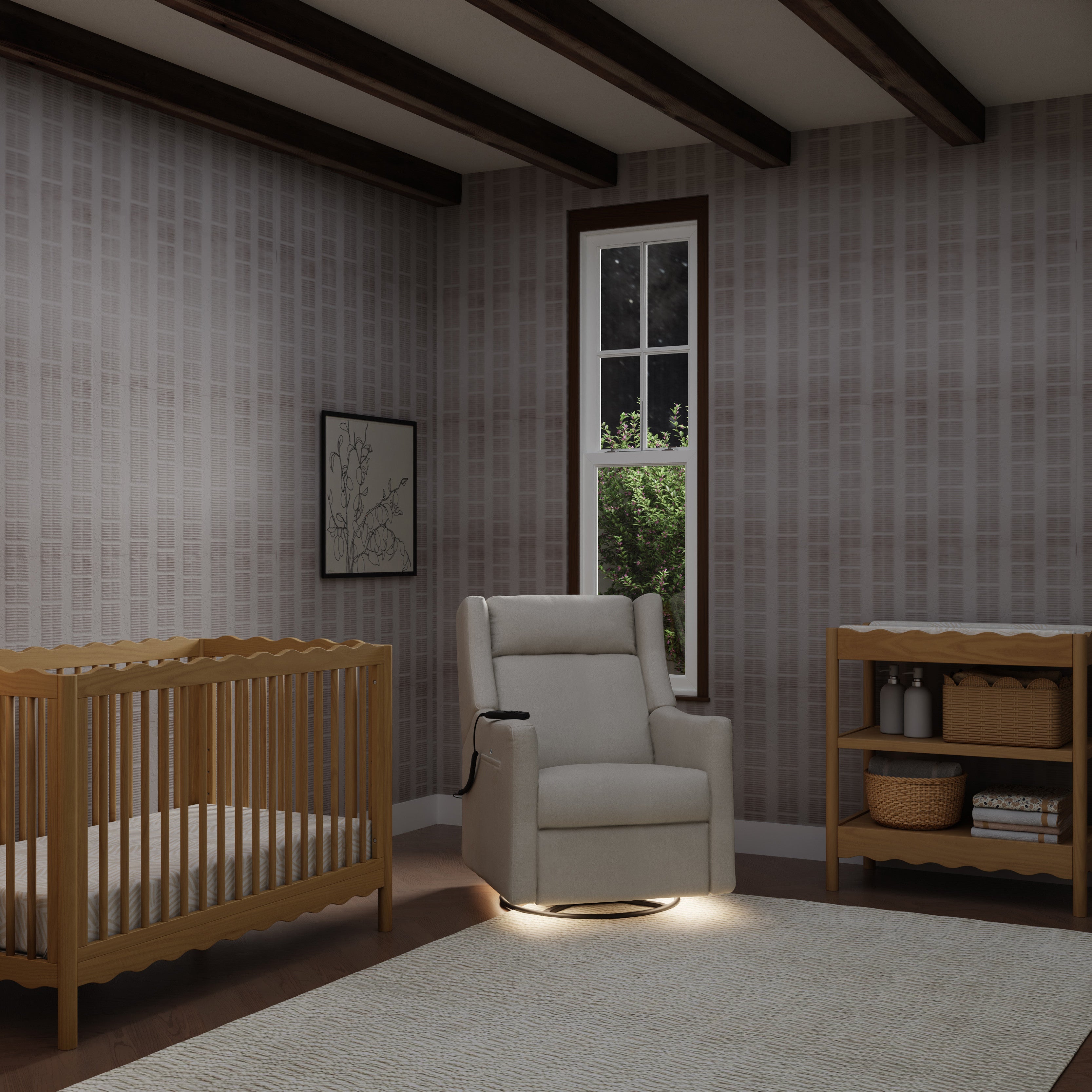 Deluxe Power Recliner and Swivel Glider with Heat and Massage