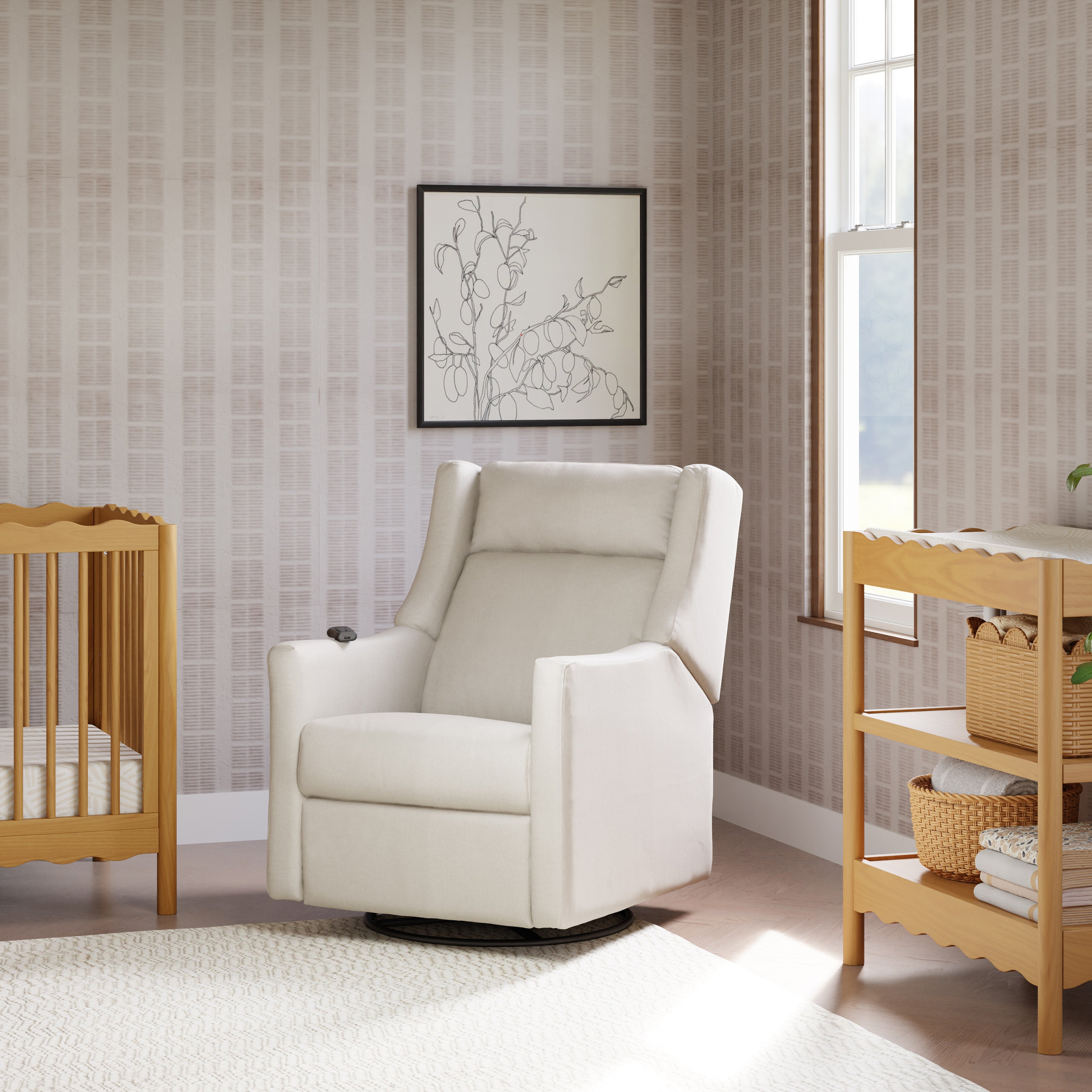 Deluxe Power Recliner and Swivel Glider with Heat and Massage