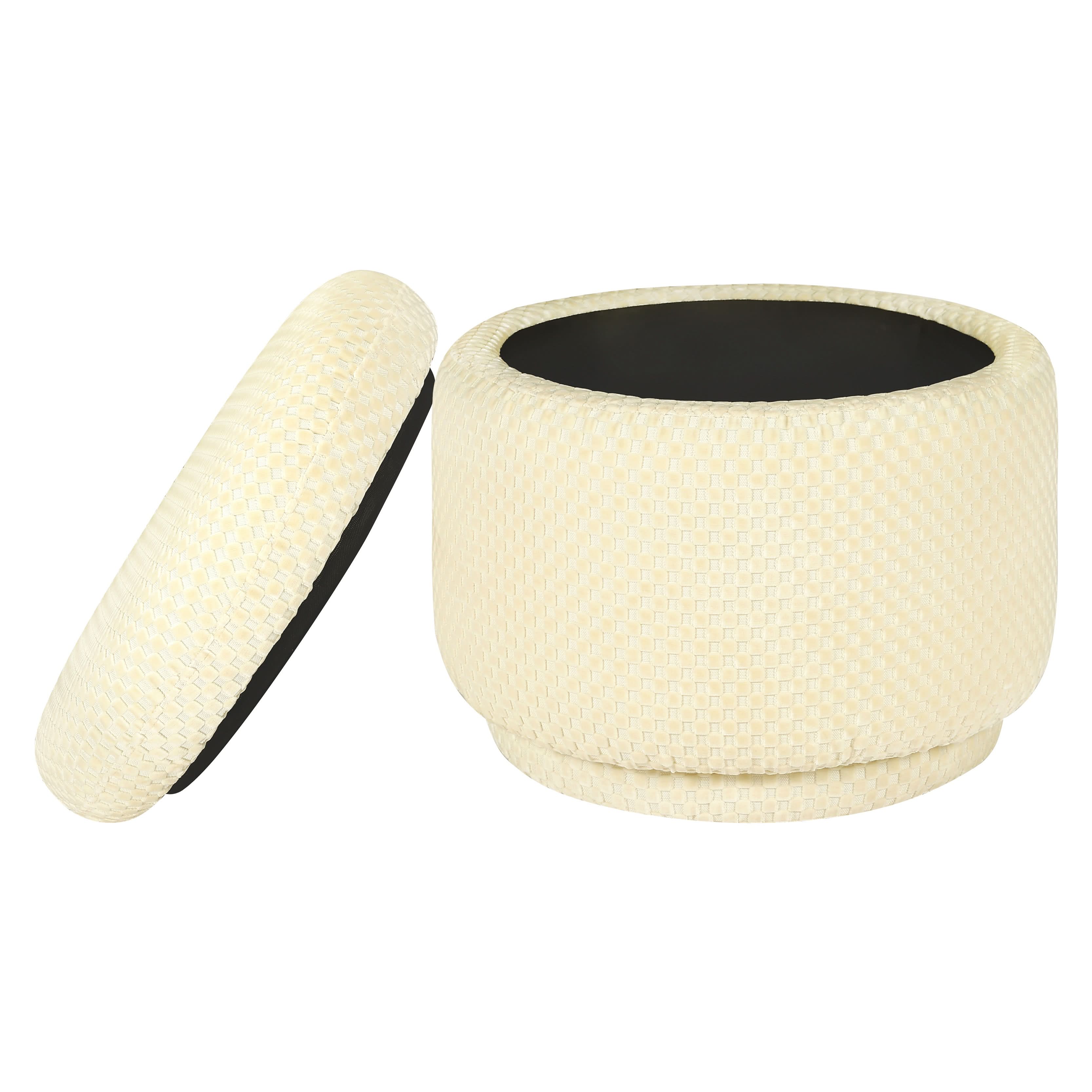 Enoki Storage Ottoman in Velvet Checker
