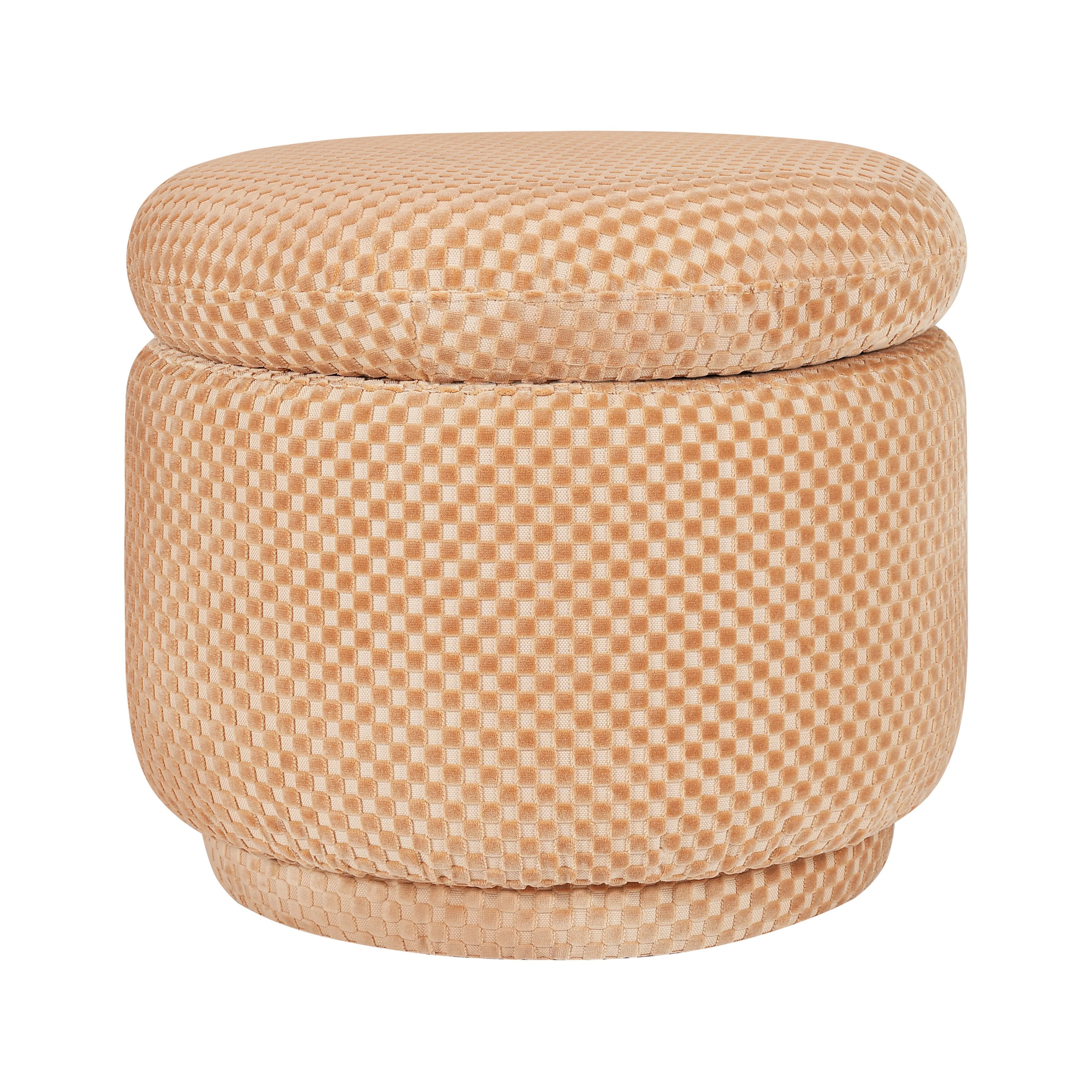 Enoki Storage Ottoman in Velvet Checker