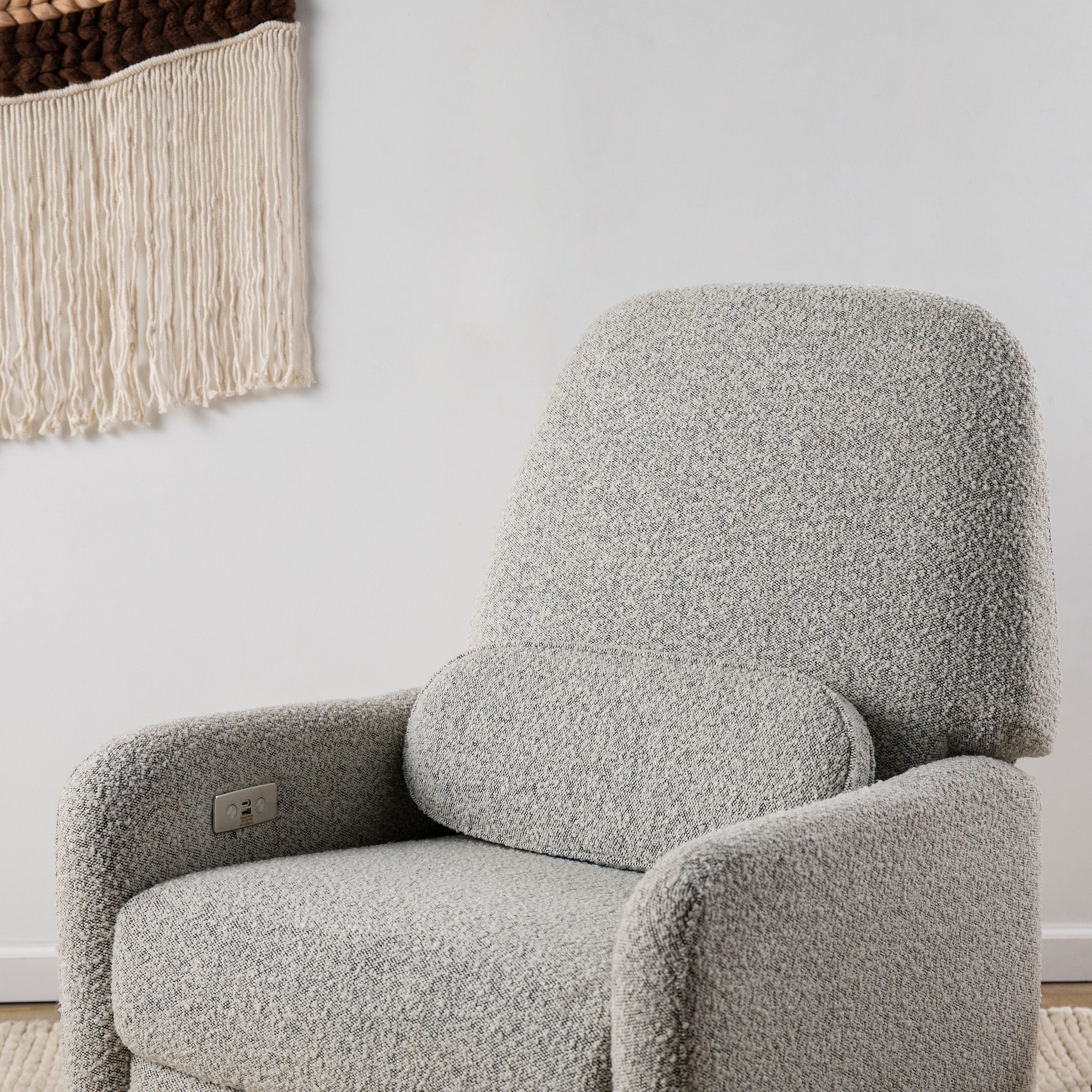 Arc Electronic Recliner and Swivel Glider in Boucle with USB port