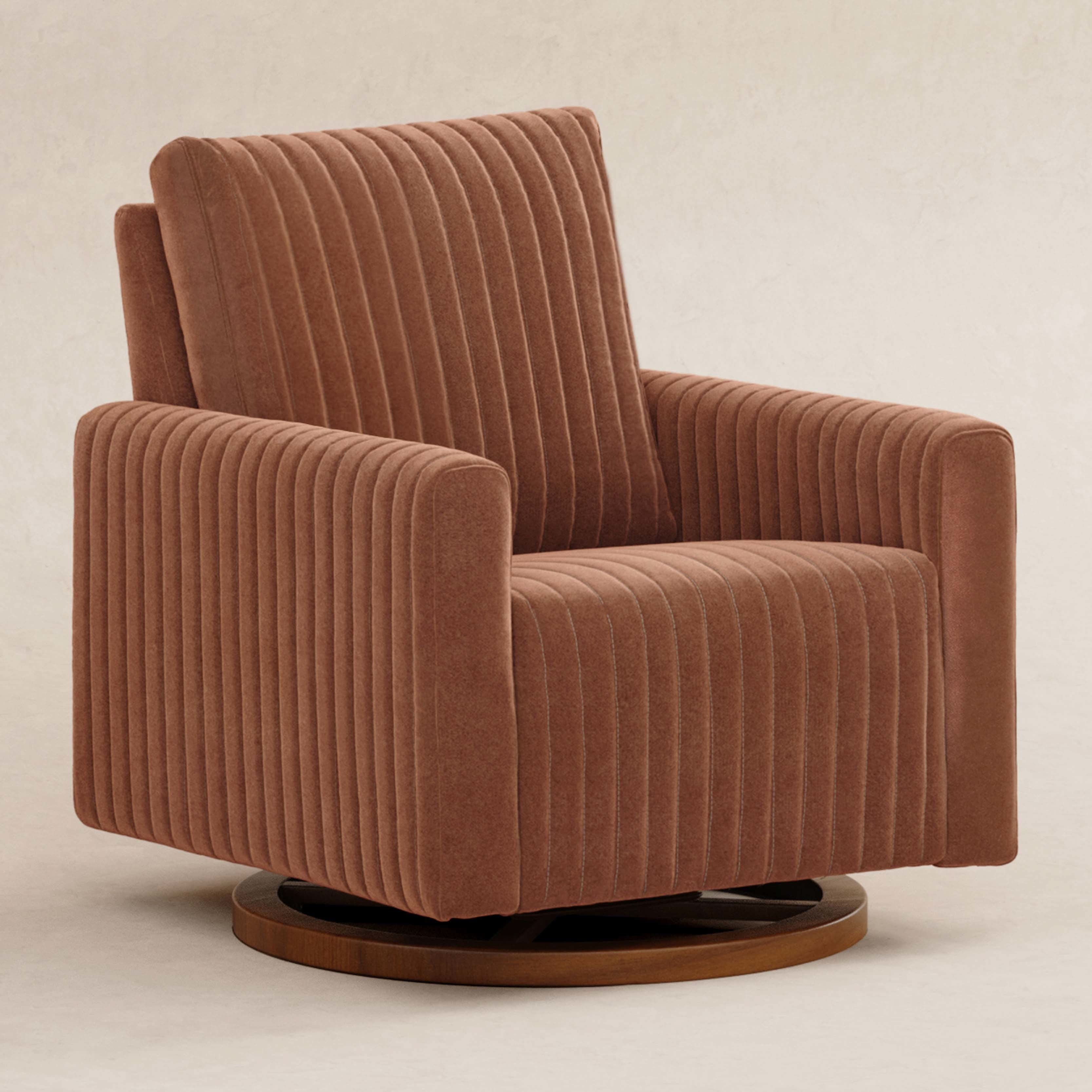 Poe Channeled Swivel Glider in Velvet