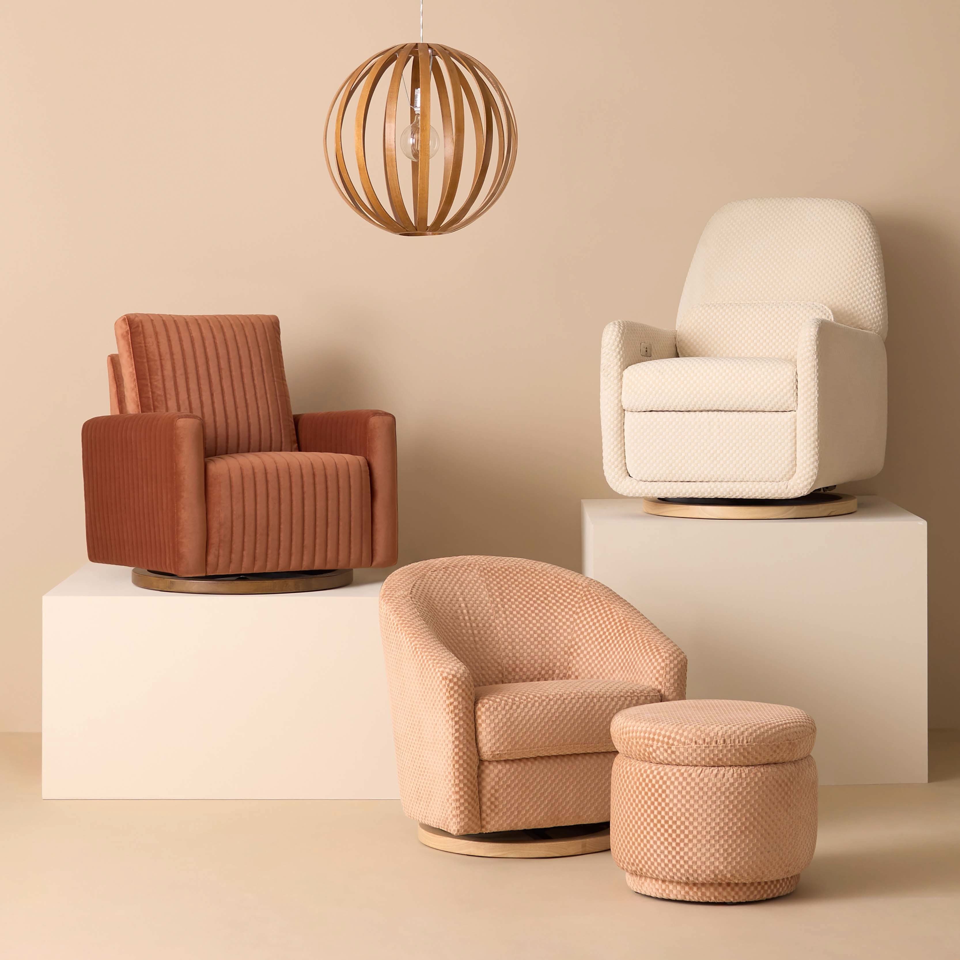 Poe Channeled Swivel Glider in Velvet