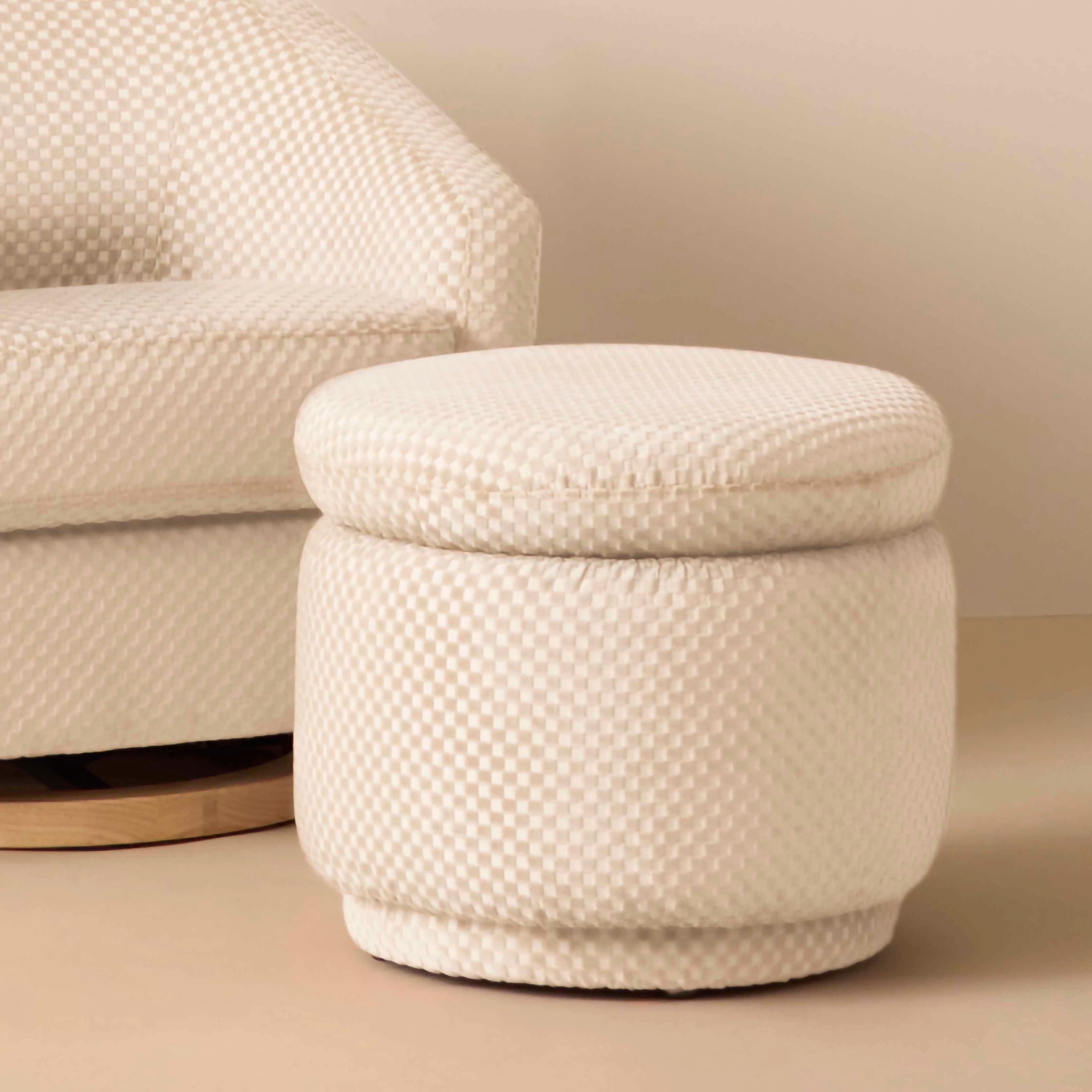 Enoki Storage Ottoman in Velvet Checker