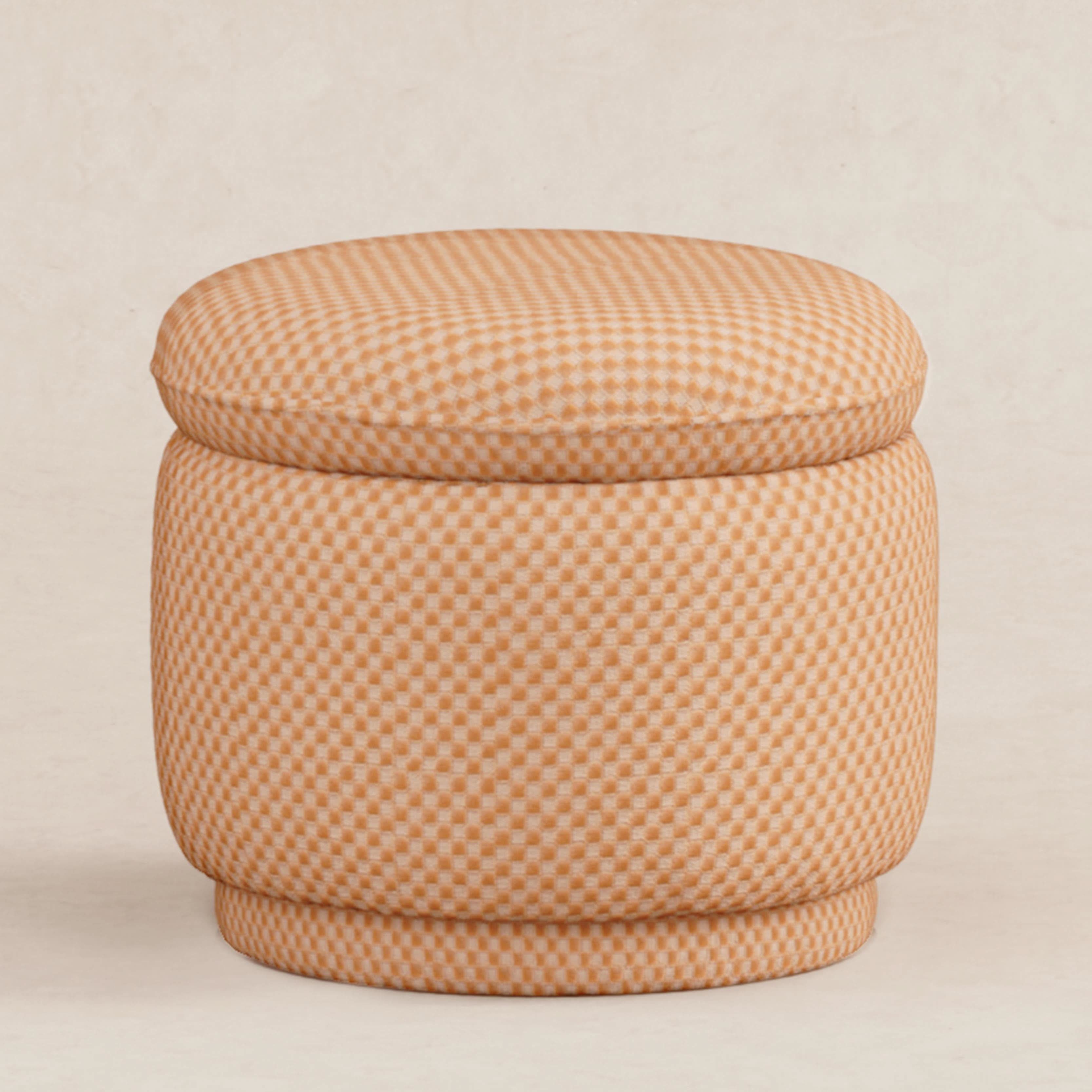 Enoki Storage Ottoman in Velvet Checker