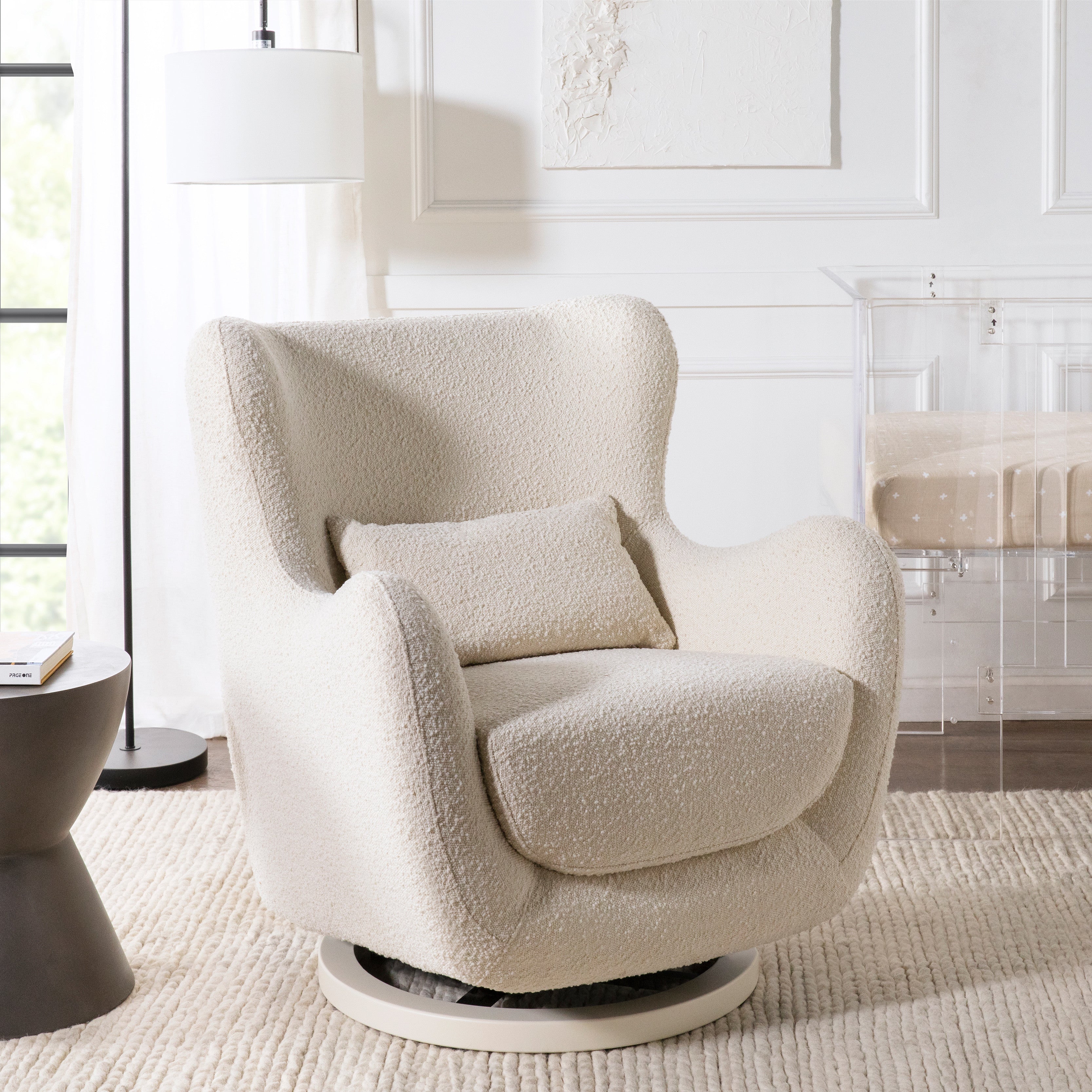 Swivel Glider in Boucle