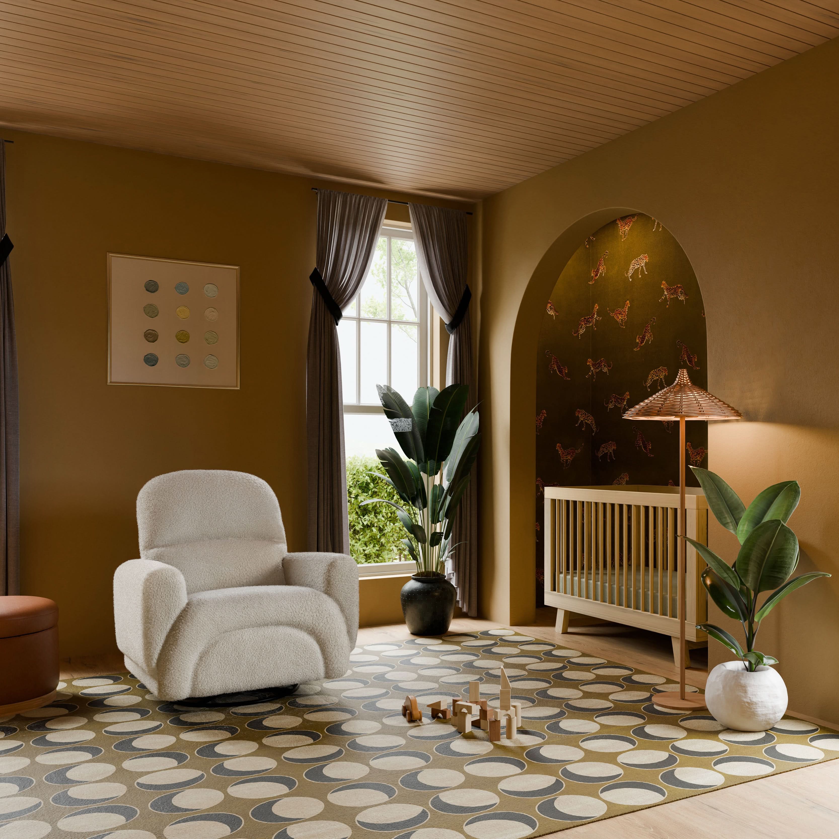 Rainbow Recliner and Swivel Glider in Teddy Loop