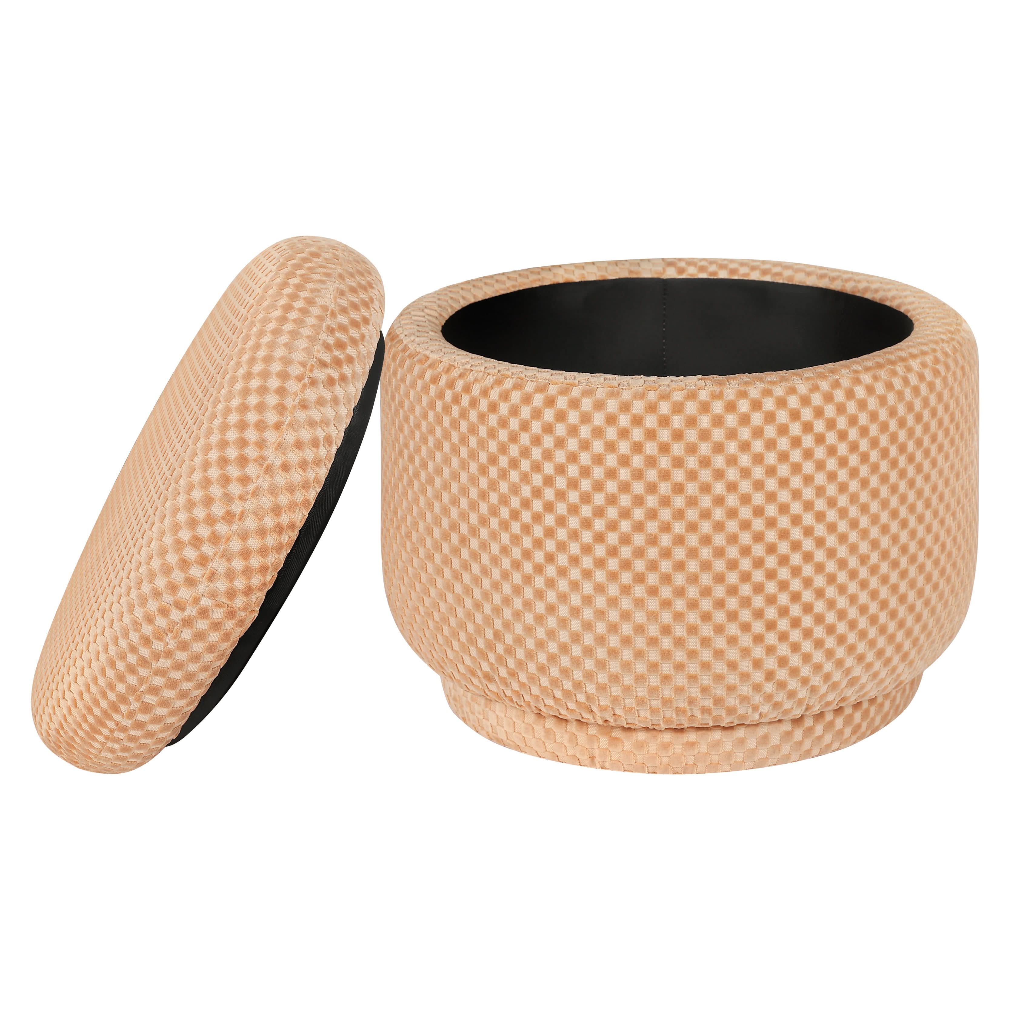 Enoki Storage Ottoman in Velvet Checker