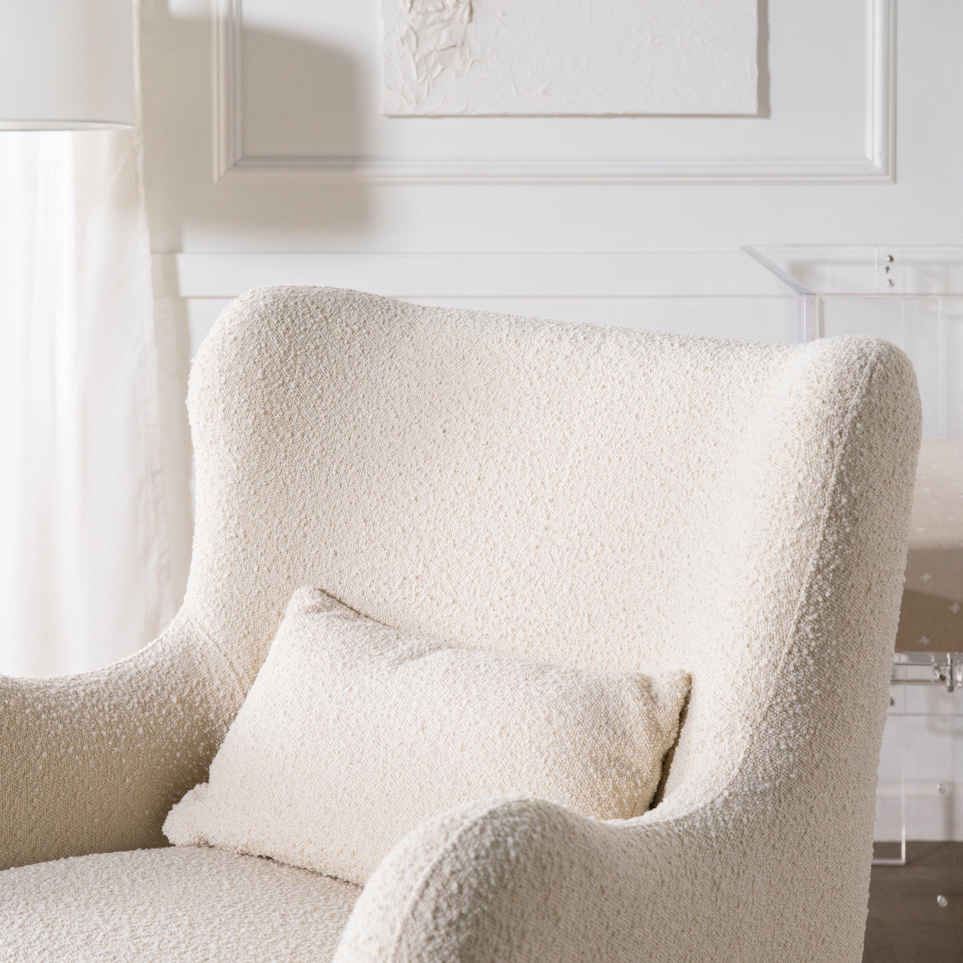 Swivel Glider in Boucle
