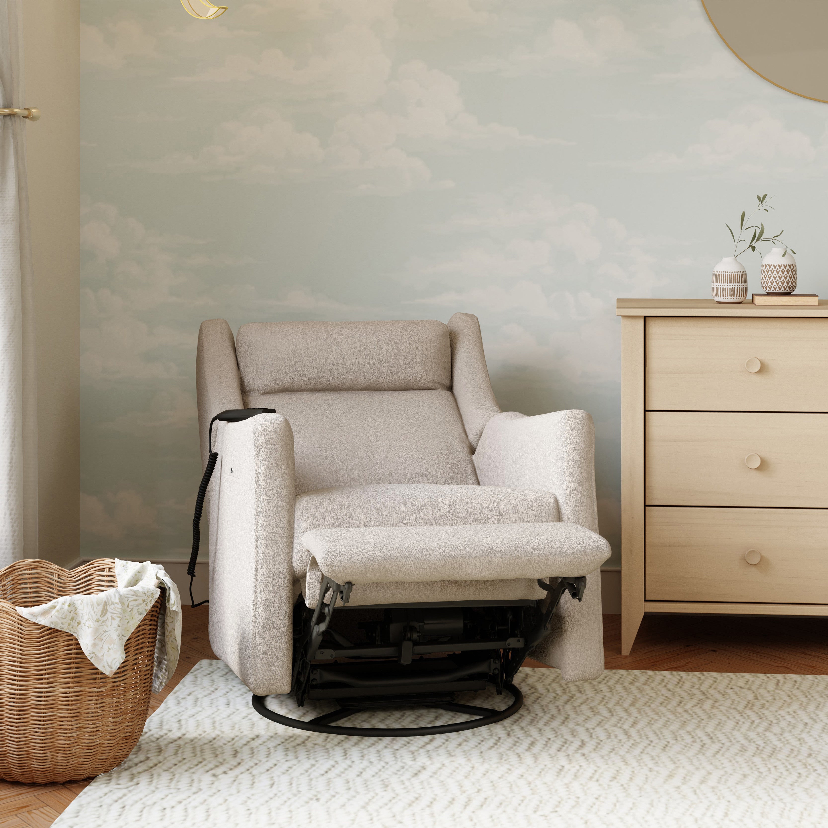 Deluxe Power Recliner and Swivel Glider with Heat and Massage