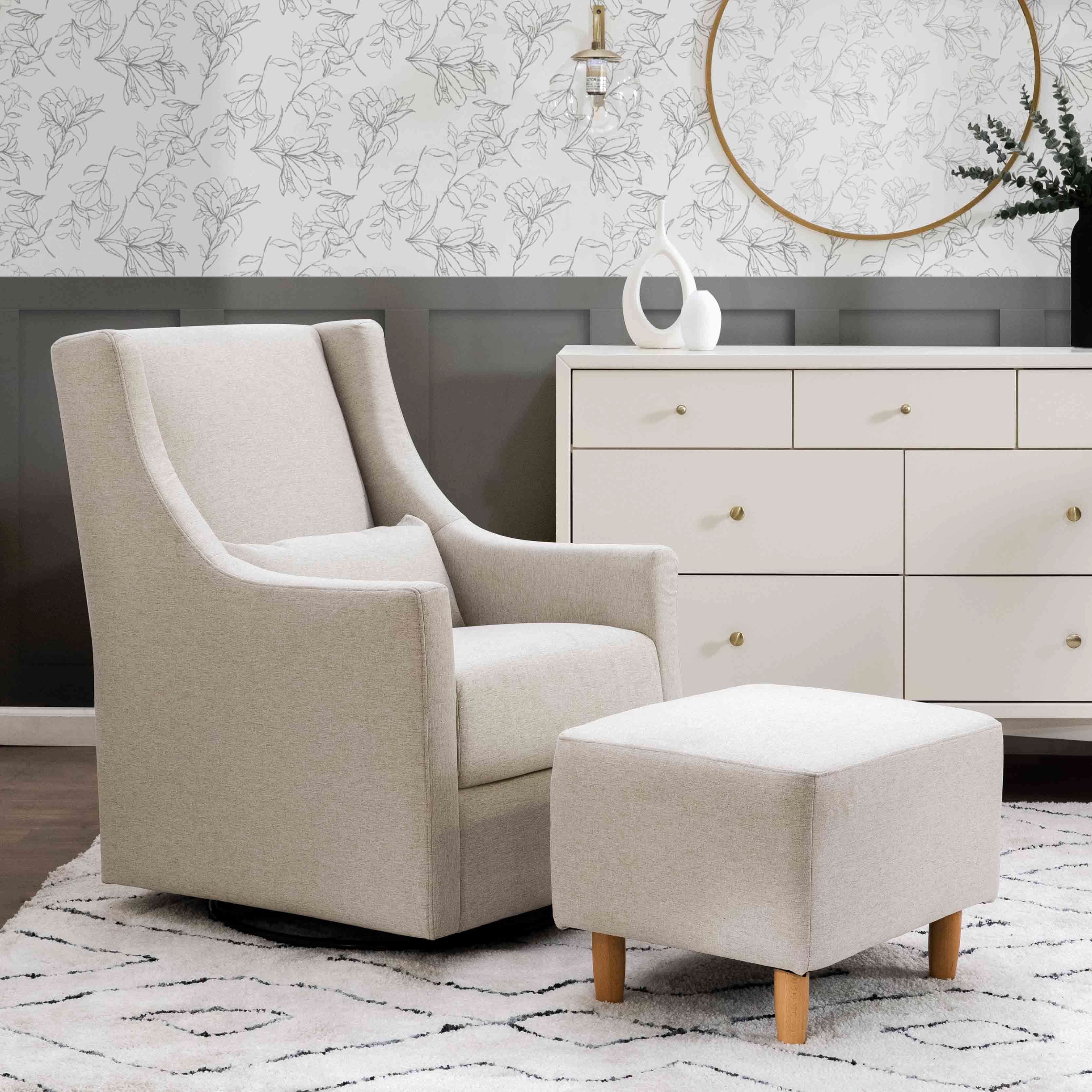 Swivel Glider and Ottoman in Eco-Performance Fabric | Water Repellent & Stain Resistant