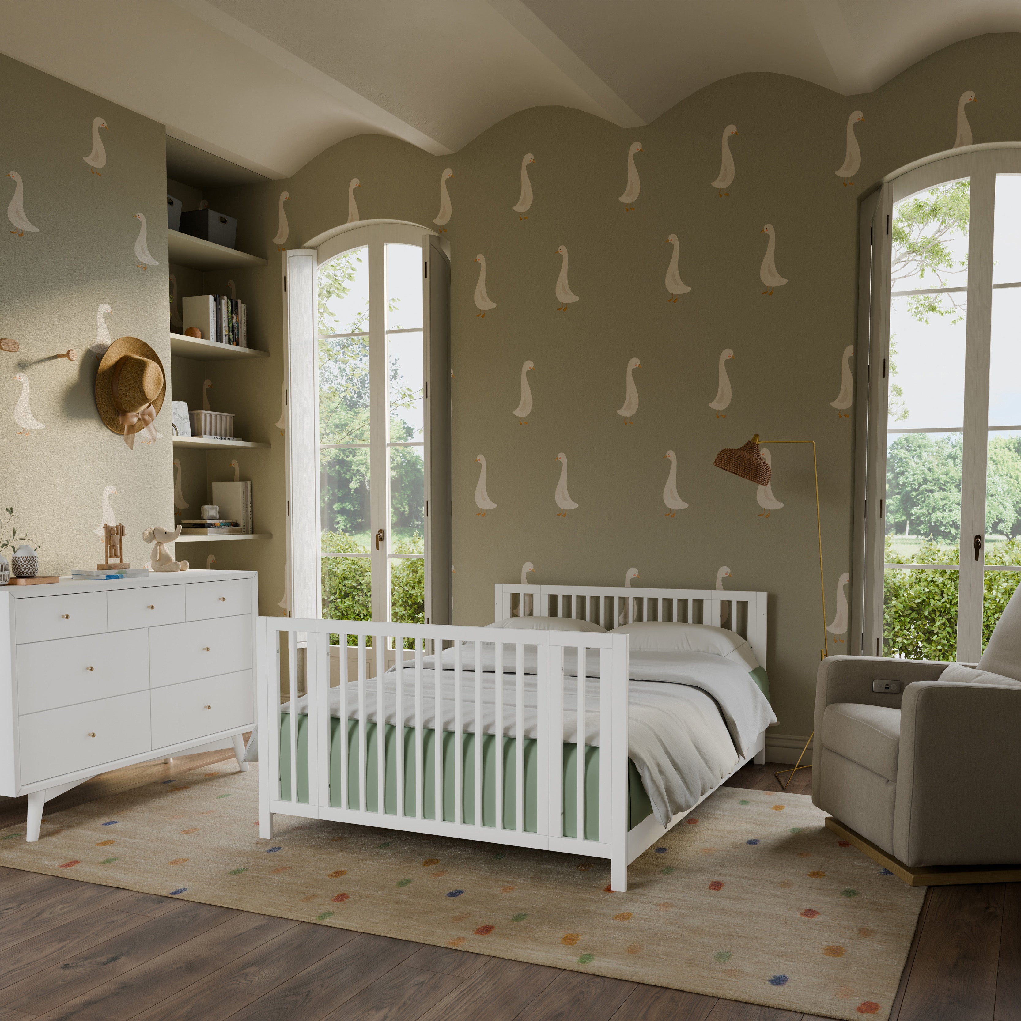 Rolli 9-in-1 Convertible All-Stages® Crib with Bassinet & Toddler Bed Conversion Kits