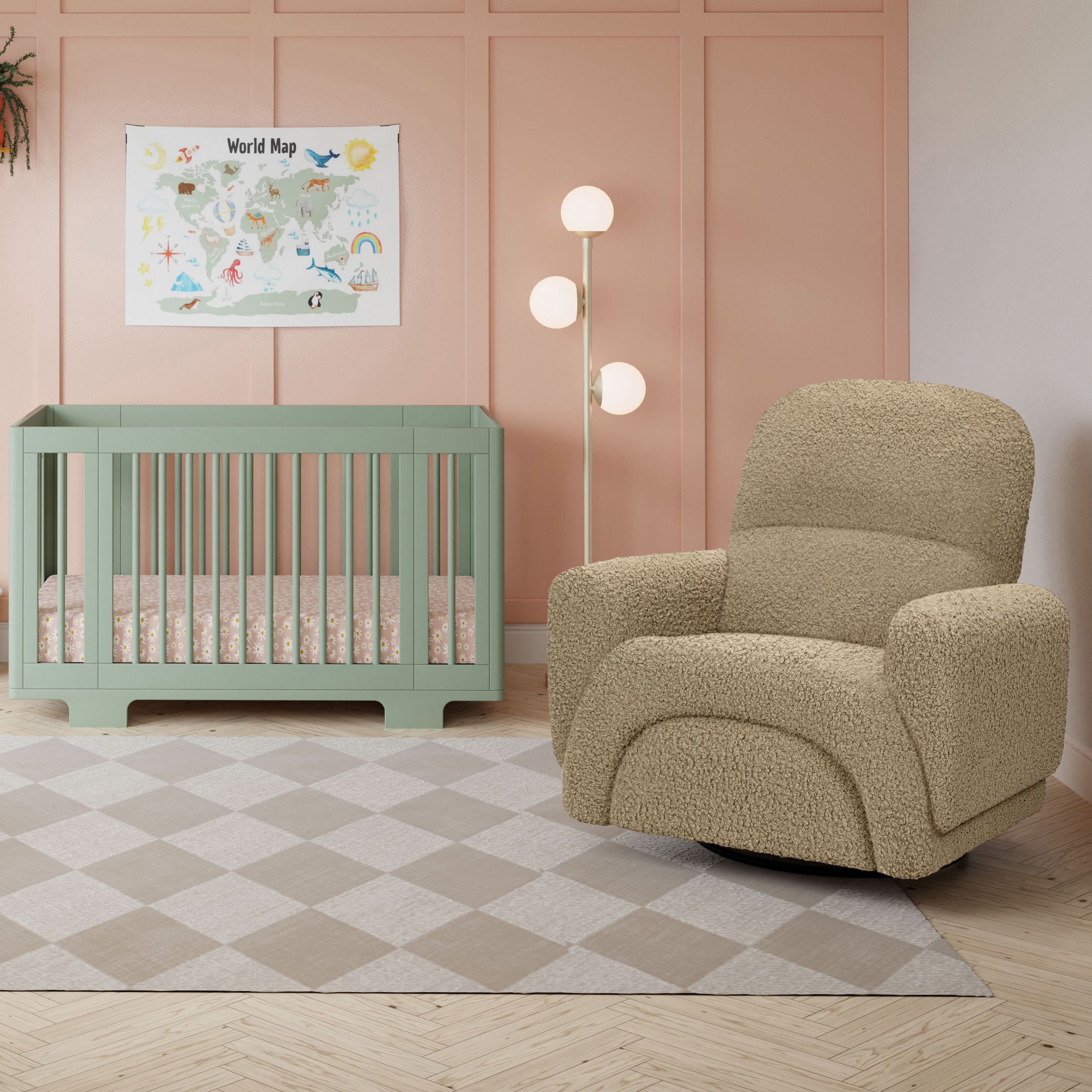 Rainbow Recliner and Swivel Glider in Teddy Loop