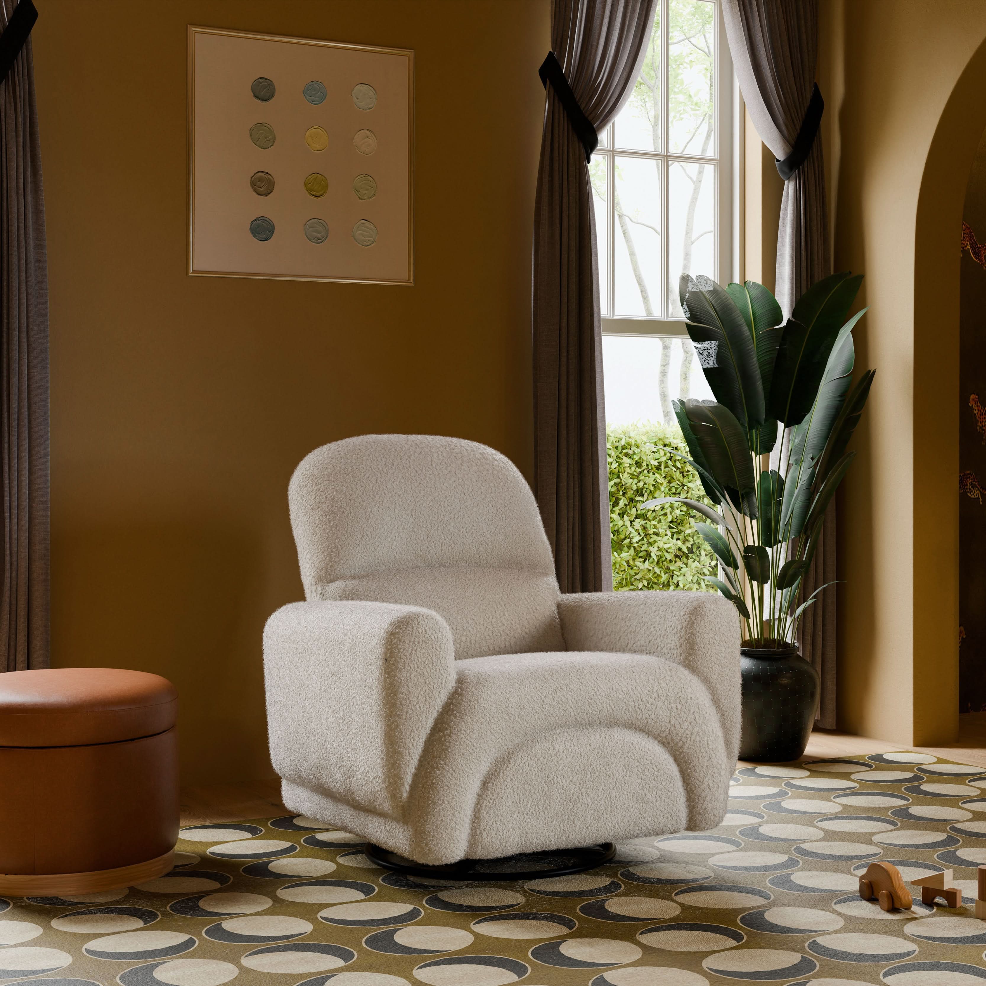 Rainbow Recliner and Swivel Glider in Teddy Loop
