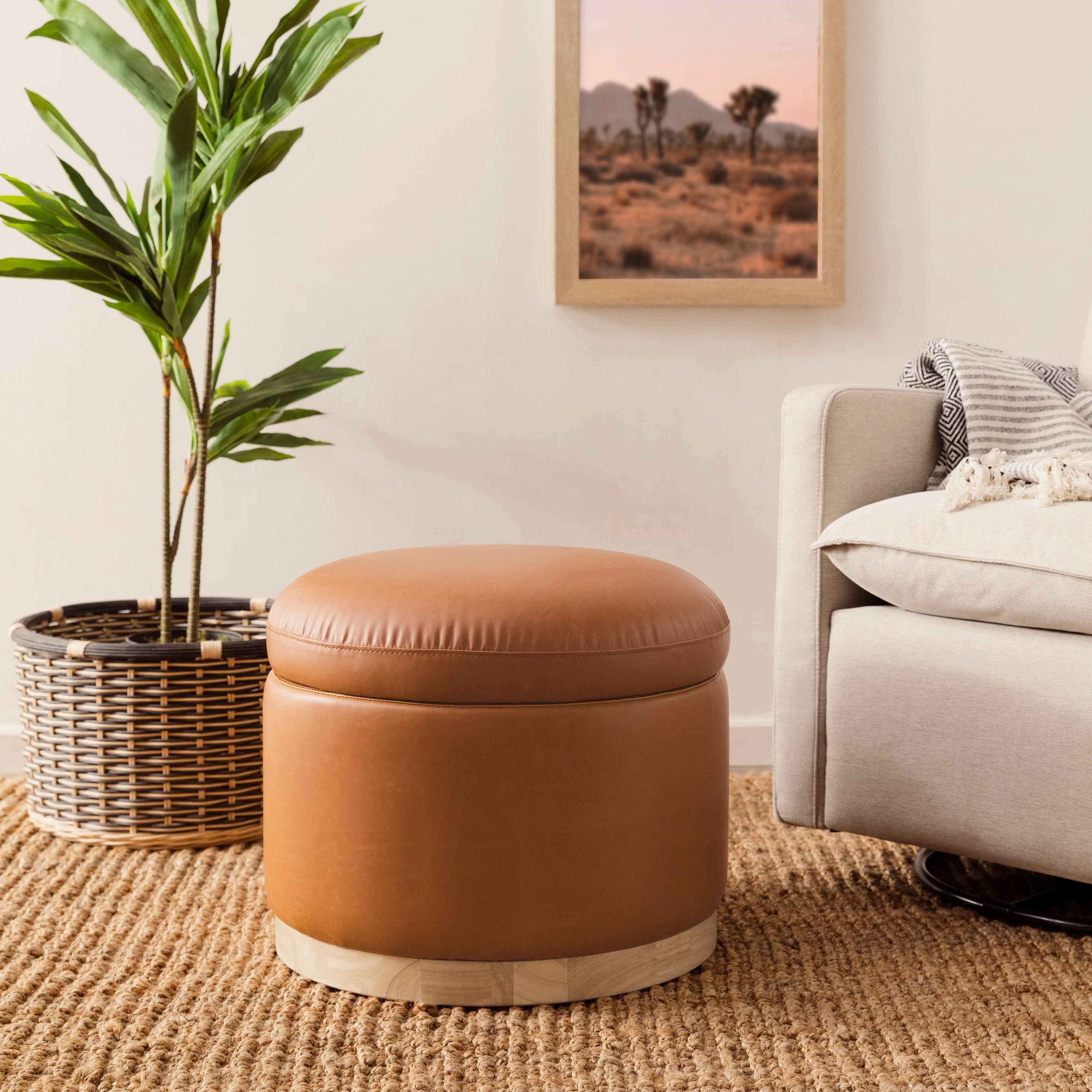 Storage Ottoman in Vegan Leather