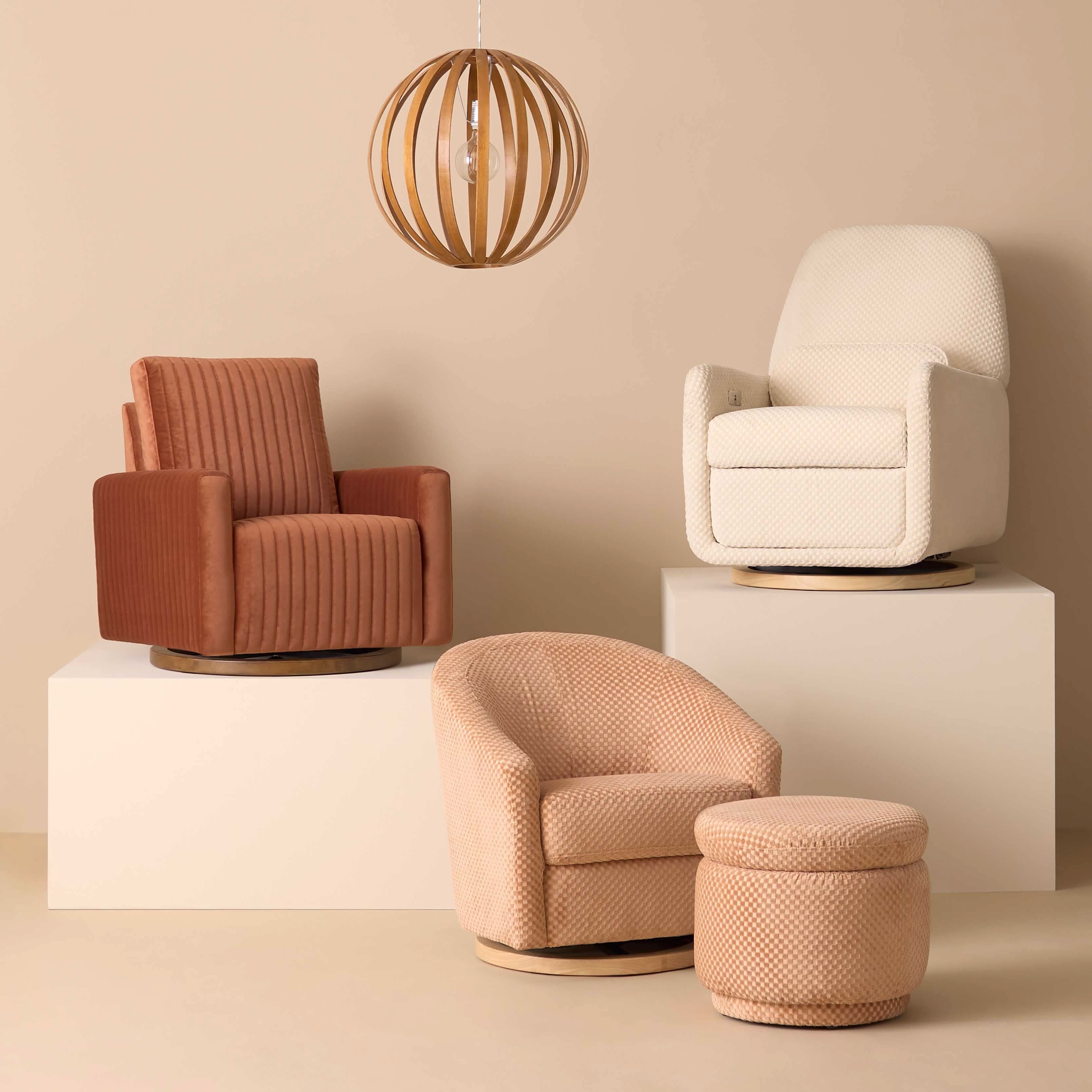 Enoki Storage Ottoman in Velvet Checker