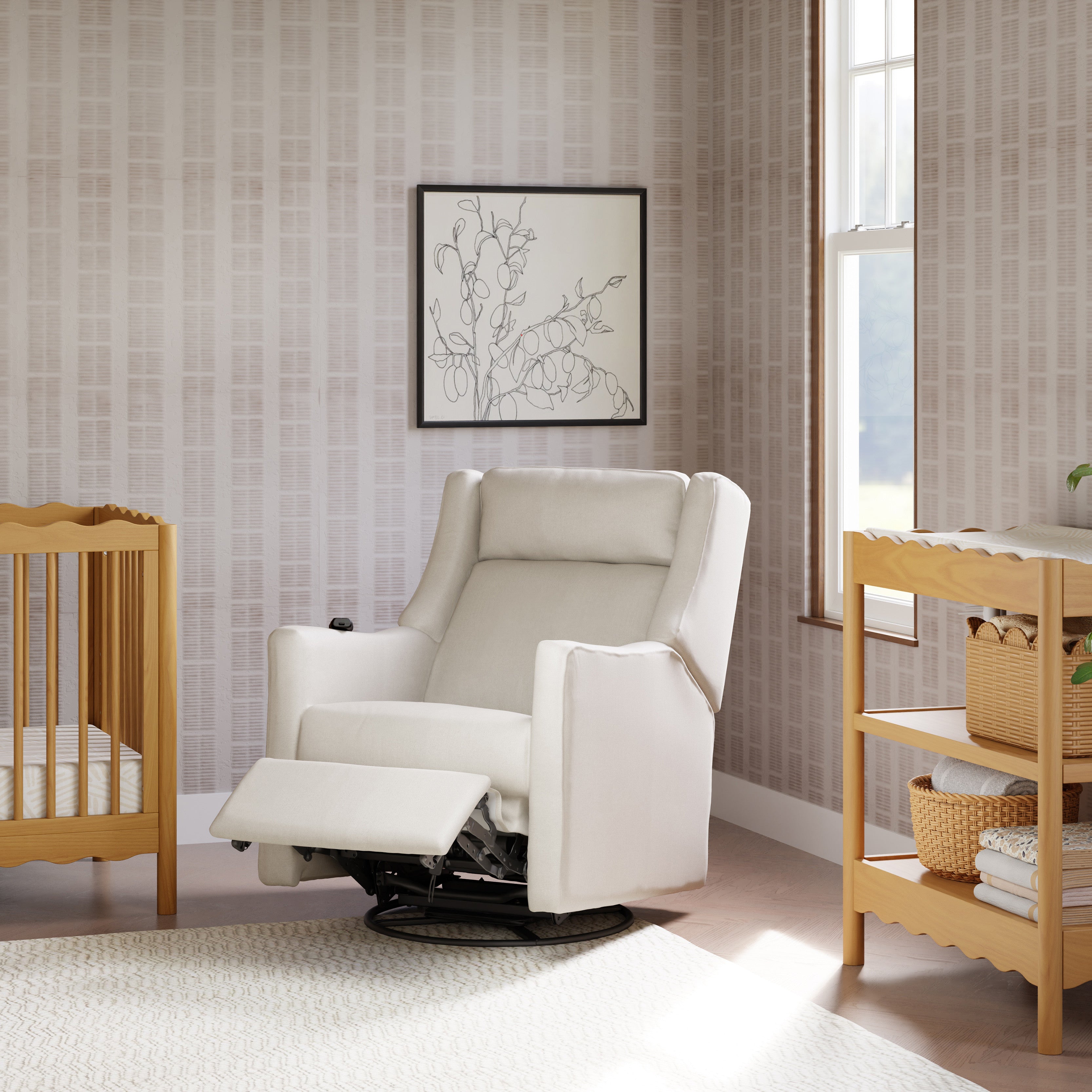 Deluxe Power Recliner and Swivel Glider with Heat and Massage