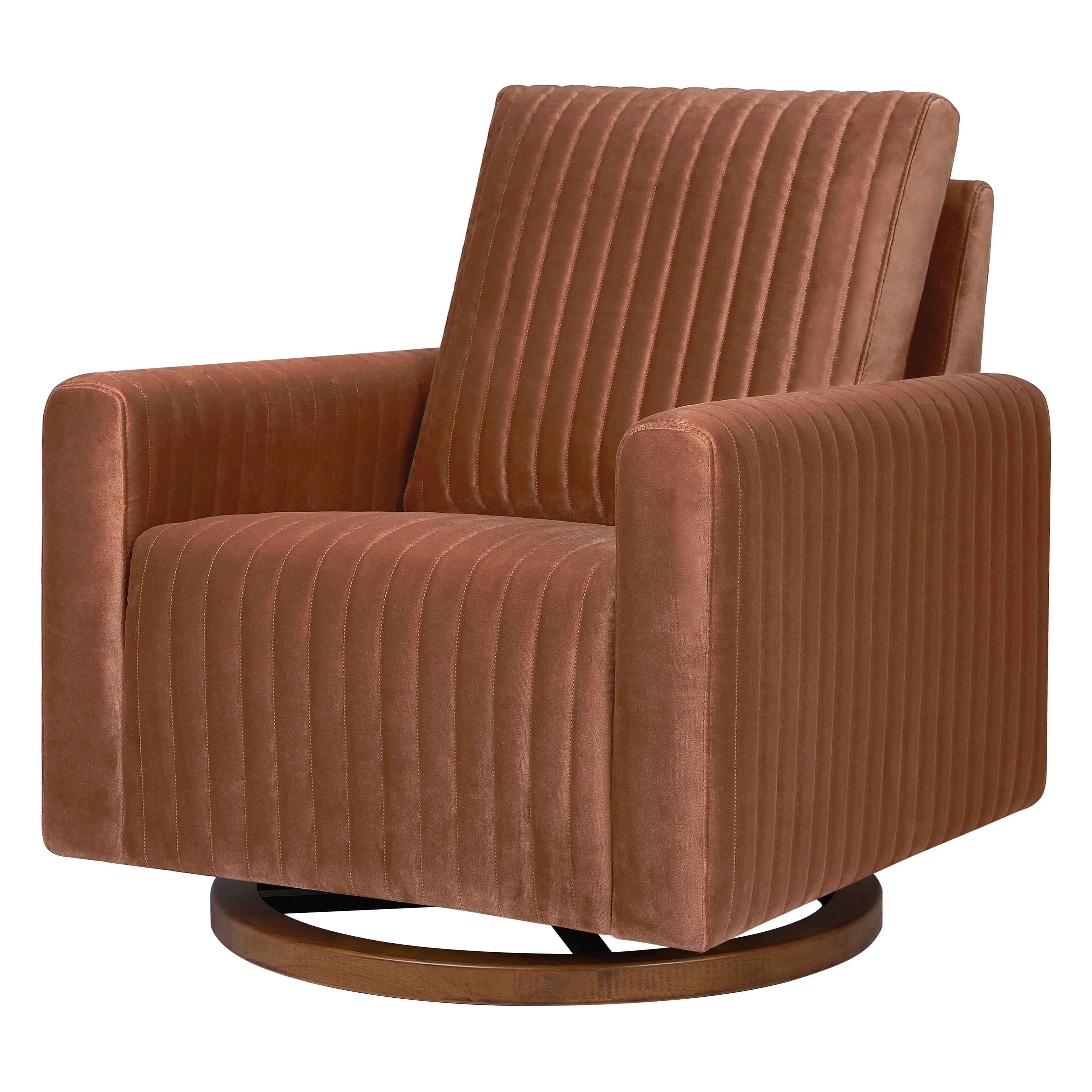 Poe Channeled Swivel Glider in Velvet