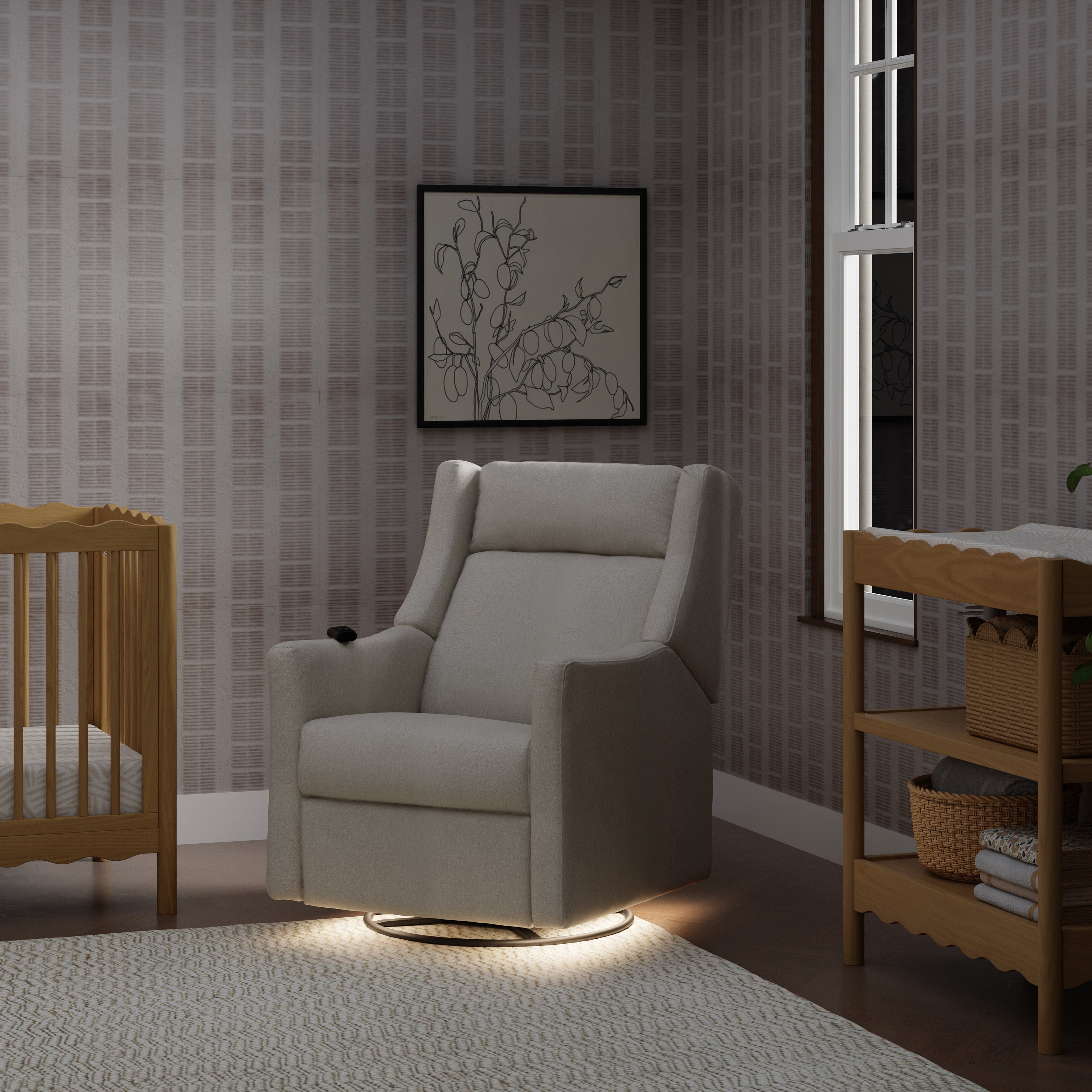 Deluxe Power Recliner and Swivel Glider with Heat and Massage